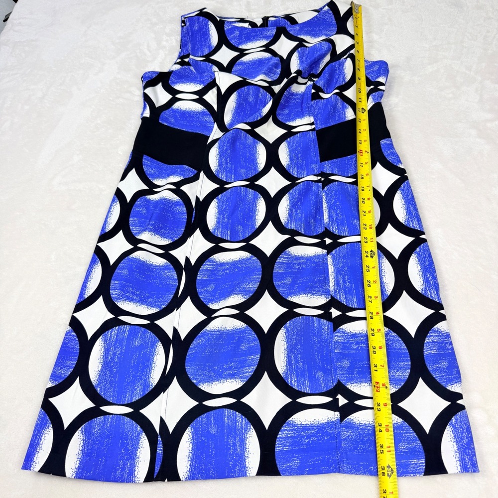 Alyx Limited Womens Shift Dress 16 Blue Geometric Circle Print Sleeveless Mod - Picture 3 of 8